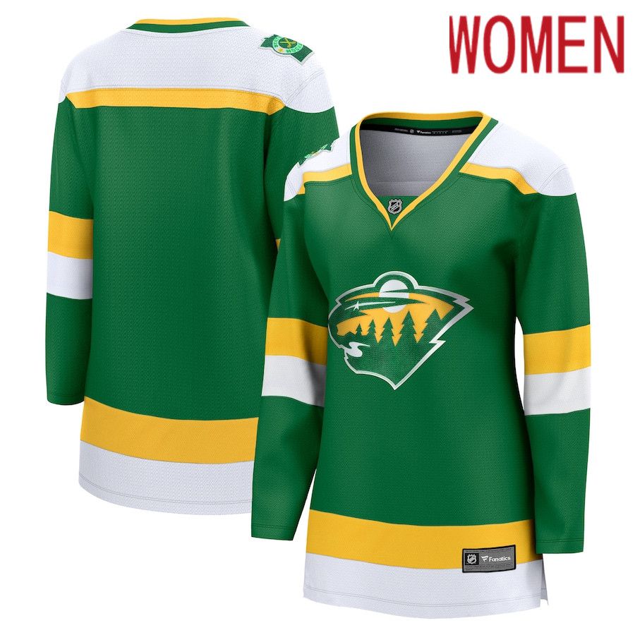Women Minnesota Wild Fanatics Branded Green 2023-24 Alternate Premier Breakaway NHL Jersey->customized nhl jersey->Custom Jersey